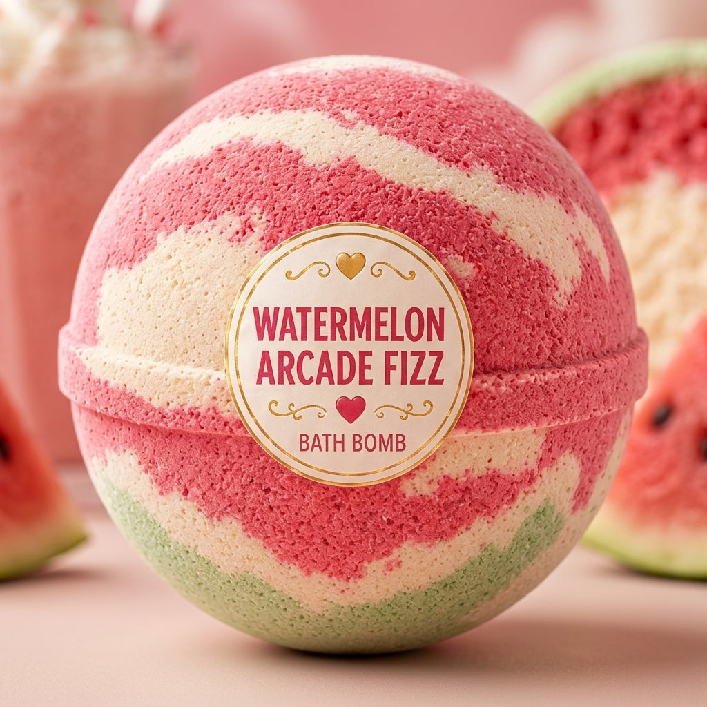 Watermelon Arcade Fizz Bath Bomb | Watermelon Candy Cream Fizzy Bath Bomb | Fun Handmade Bath Gift
