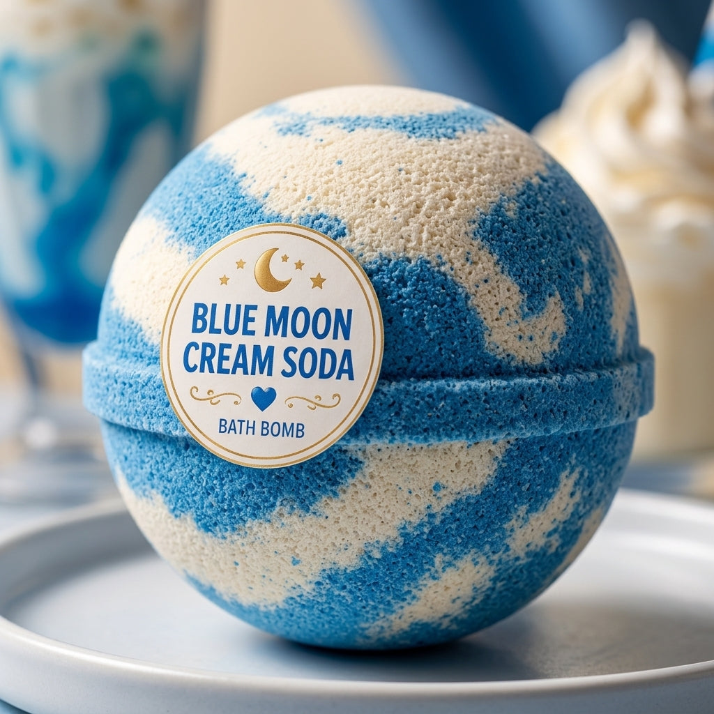 Blue Moon Cream Soda Bath Bomb | Blue Raspberry Cream Fizzy Bath Bomb | Cute Handmade Bath Gift