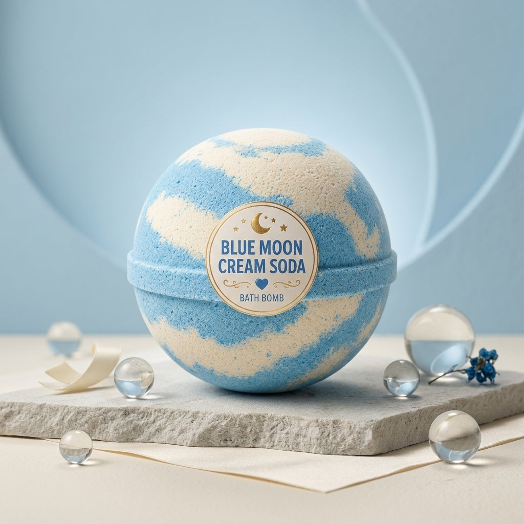 Blue Moon Cream Soda Bath Bomb | Blue Raspberry Cream Fizzy Bath Bomb | Cute Handmade Bath Gift