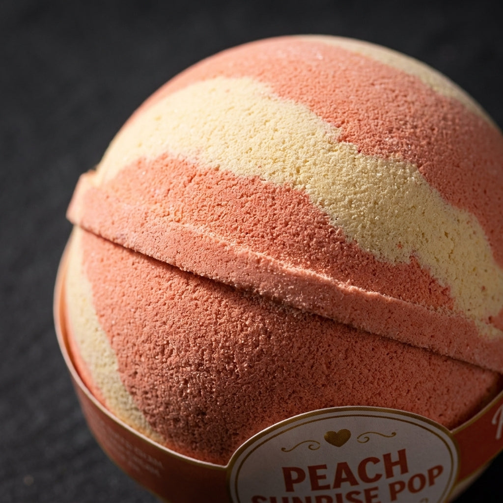 Peach Sunrise Pop Bath Bomb | Peach Citrus Cream Fizzy Bath Bomb | Handmade Spa Gift for Her