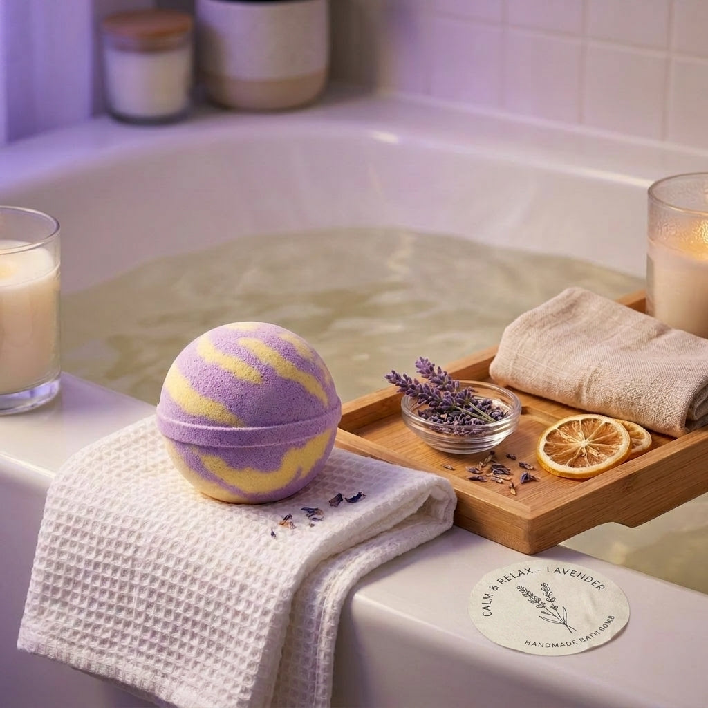 Lavender Lemonade Fizz Bath Bomb | Lavender Lemon Cream Fizzy Bath Bomb | Handmade Self Care Gift