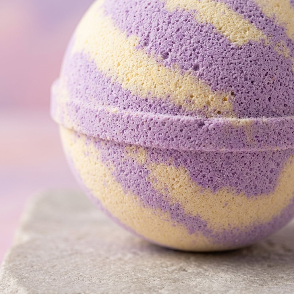 Lavender Lemonade Fizz Bath Bomb | Lavender Lemon Cream Fizzy Bath Bomb | Handmade Self Care Gift