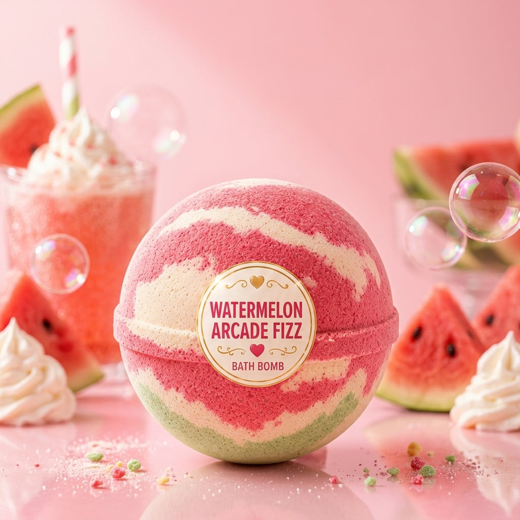 Watermelon Arcade Fizz Bath Bomb | Watermelon Candy Cream Fizzy Bath Bomb | Fun Handmade Bath Gift